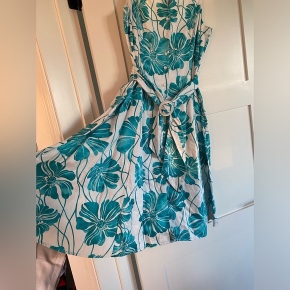 Floral Teal Jones New York Midi Dress - Picture 2 of 7